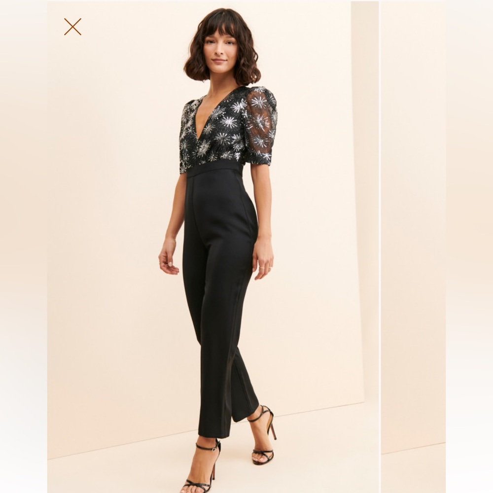 Sequin V neck jumpsuit
